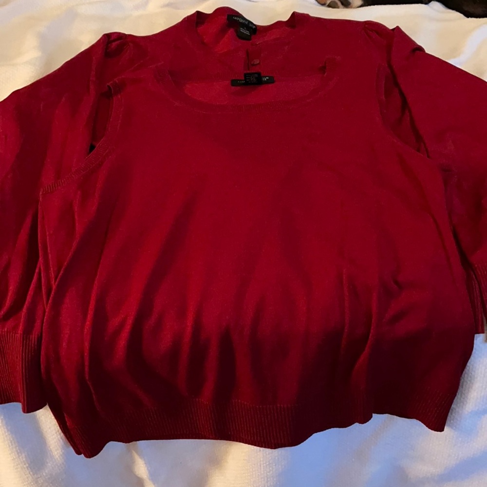 August Silk Ruby Red sweater set L